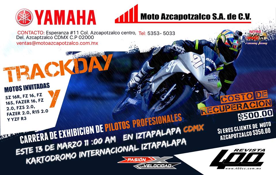 Domingo 13 de marzo Track Day de Moto Azcapotzalco