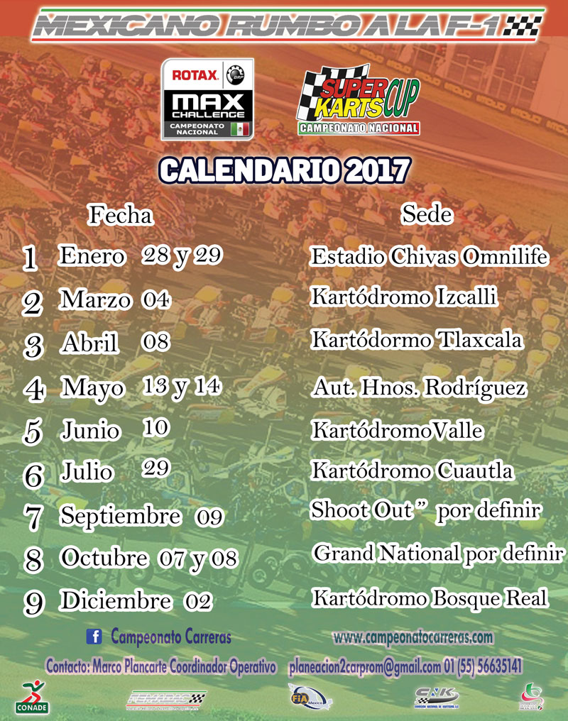 Calendario Campeonato Nacional Rotax 2017