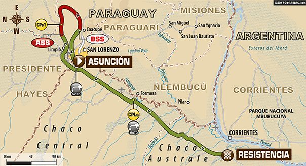 Recorrido Etapa 1 – Dakar 2017 Asunción > Resistencia