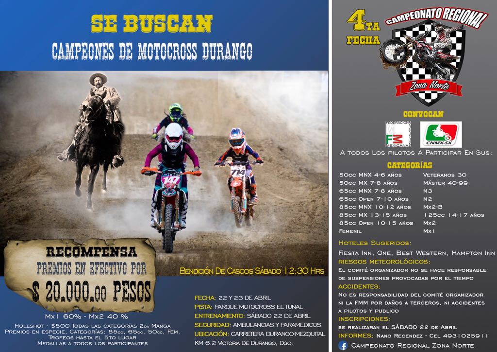 4ª Fecha Campeonato Regional Norte de Motocross México 2017