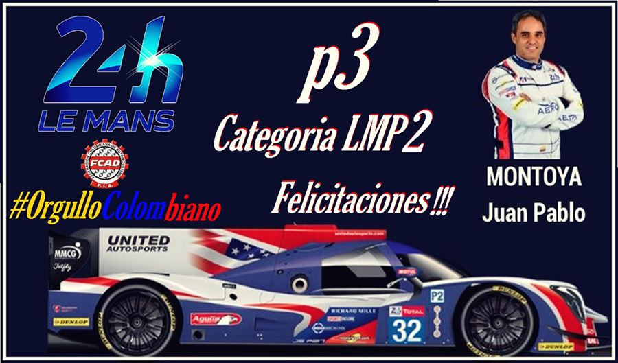 Juan Pablo Montoya logra el podio en las 24 Horas de Le Mans
